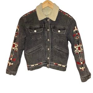 Isabel Marant H&M gray denim jacket youth girls sz 14+ shearling liner